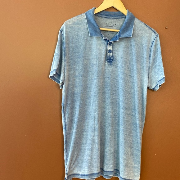 Lucky brand men’s burnout collared shirt in faded blue.  Size L. - Picture 1 of 5